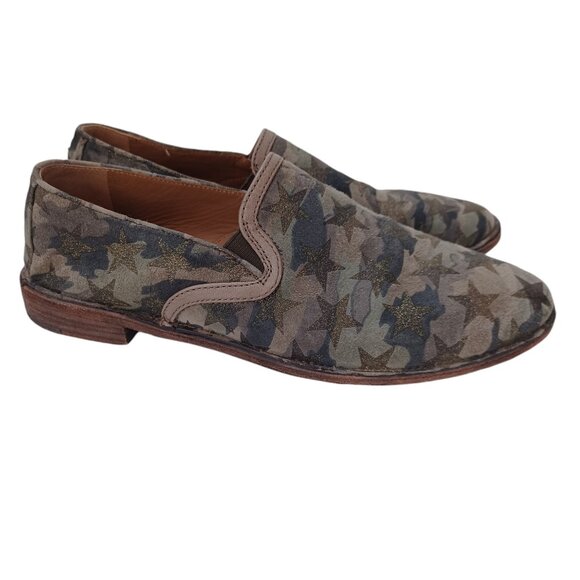 Trask Camo Loafer Flats Ali Suede Camo Shimmer Star Flats Loafers Size 8 M - Picture 1 of 14